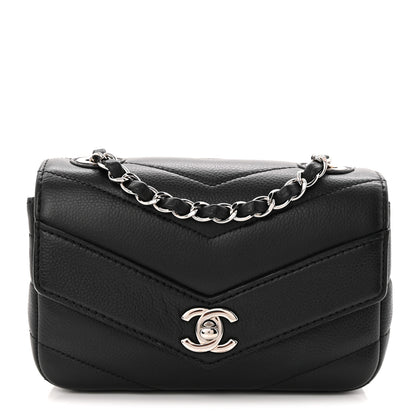 Chanel Caviar Chevron Quilted Small Single Flap Black 1 of 10