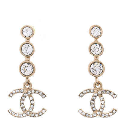 Chanel Crystal CC Drop Earrings Gold 1 of 4