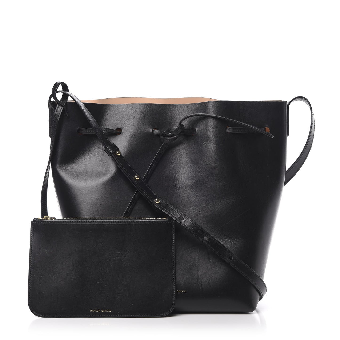 Vegetable Tanned Calfskin Bucket Bag Black Ballerina