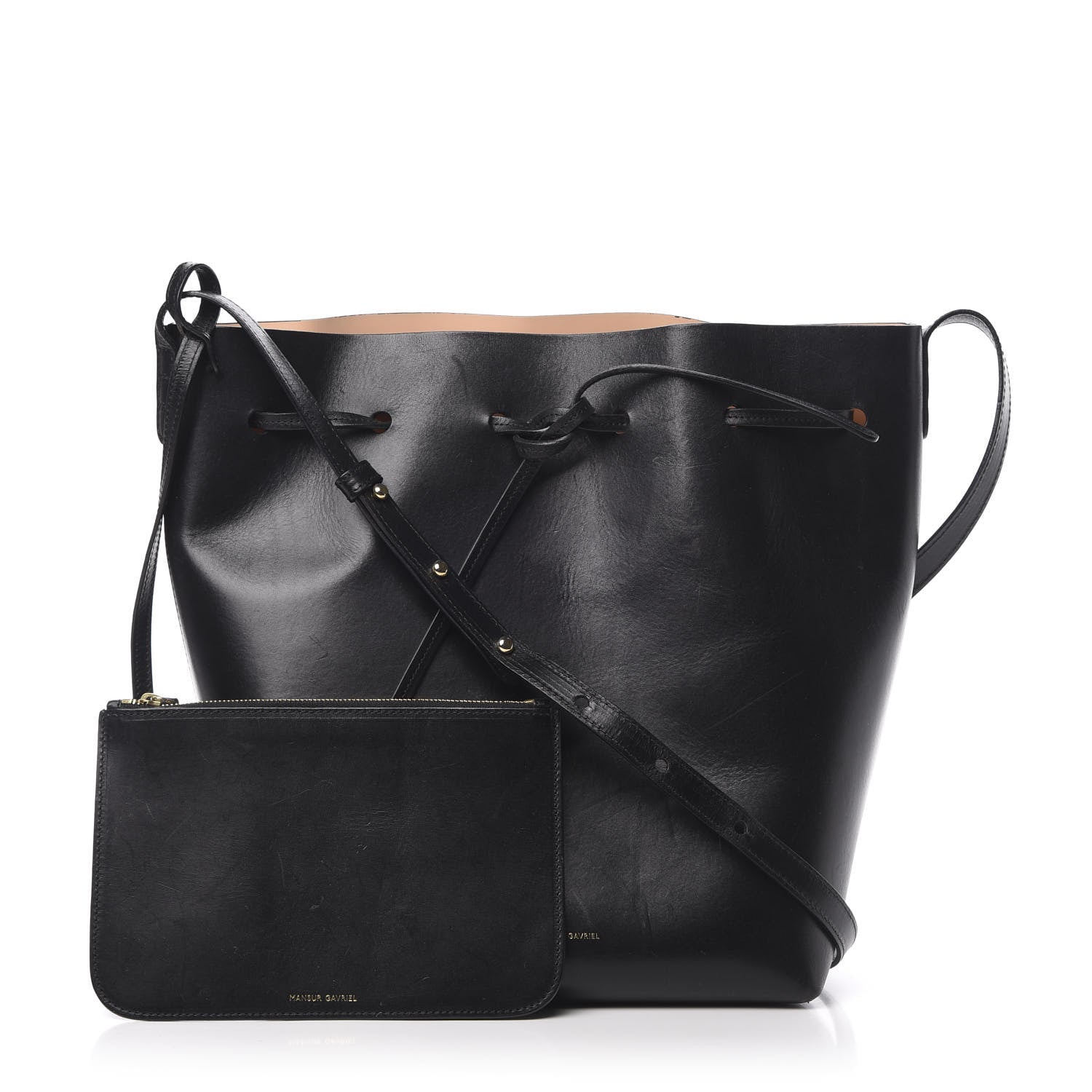 Mansur Gavriel Vegetable Tanned Calfskin Bucket Bag Black Ballerina 1 of 19
