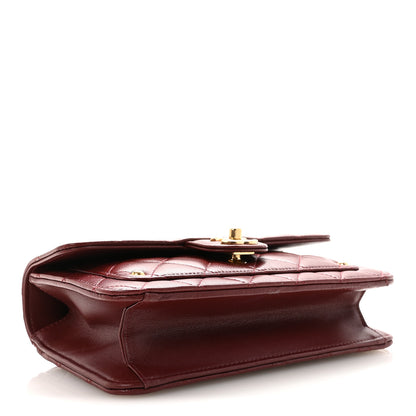 Chanel Lambskin Quilted Top Handle Clutch With Chain Burgundy 4 of 11