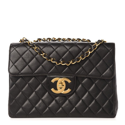 Chanel Lambskin Quilted XL Jumbo Single Flap Black 1 of 12