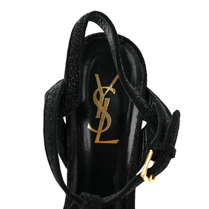 Saint Laurent Glitter Effect Calfskin Tribute 105 Platform Sandals 38.5 Black 7 of 8