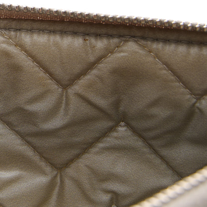 Chanel Metallic Sheepskin Chevron Quilted Mademoiselle Vintage Large Zip Pouch Silver 11 of 11