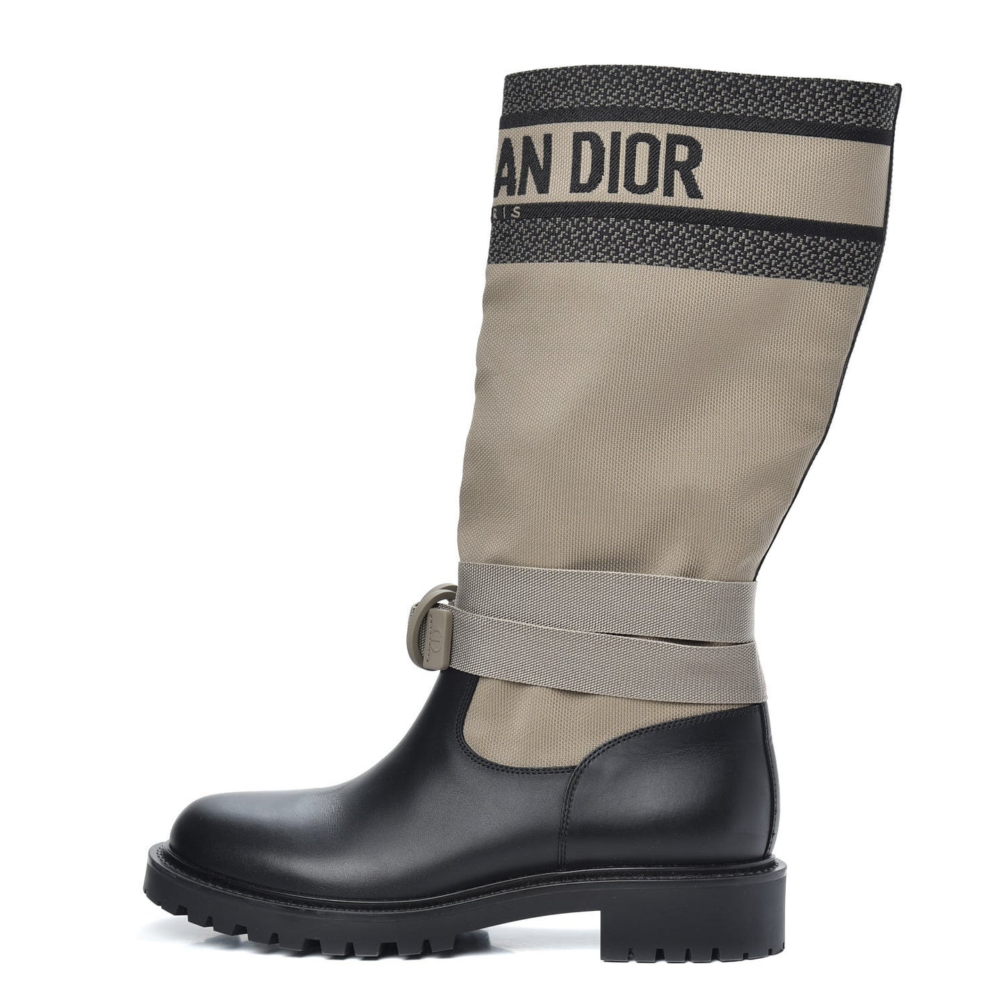 Technical Fabric Calfskin D-Major Boots 38.5 Taupe Black