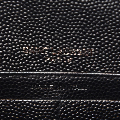 Saint Laurent Grain De Poudre Matelasse Chevron Monogram Envelope Chain Wallet Black 6 of 11
