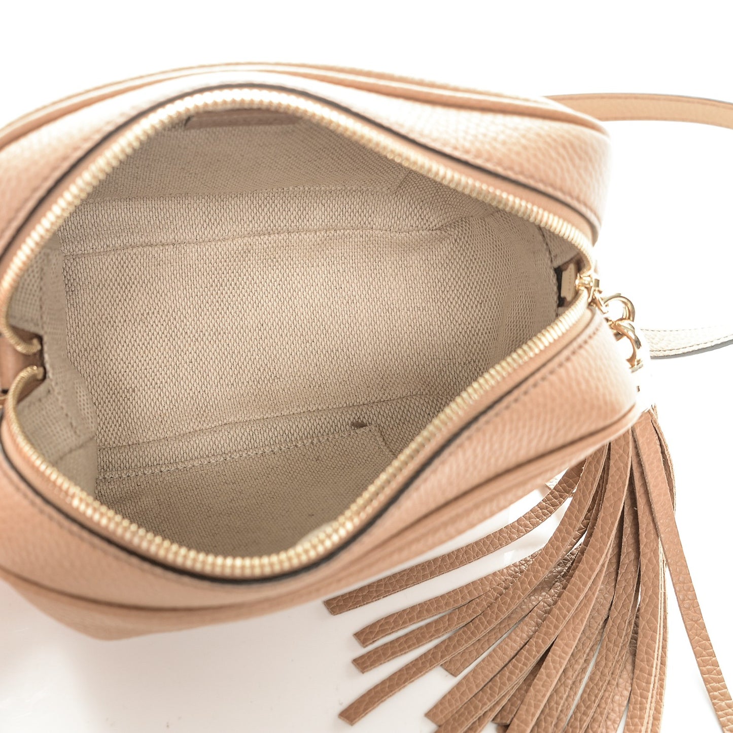 Pebbled Calfskin Small Soho Disco Bag Rose Beige