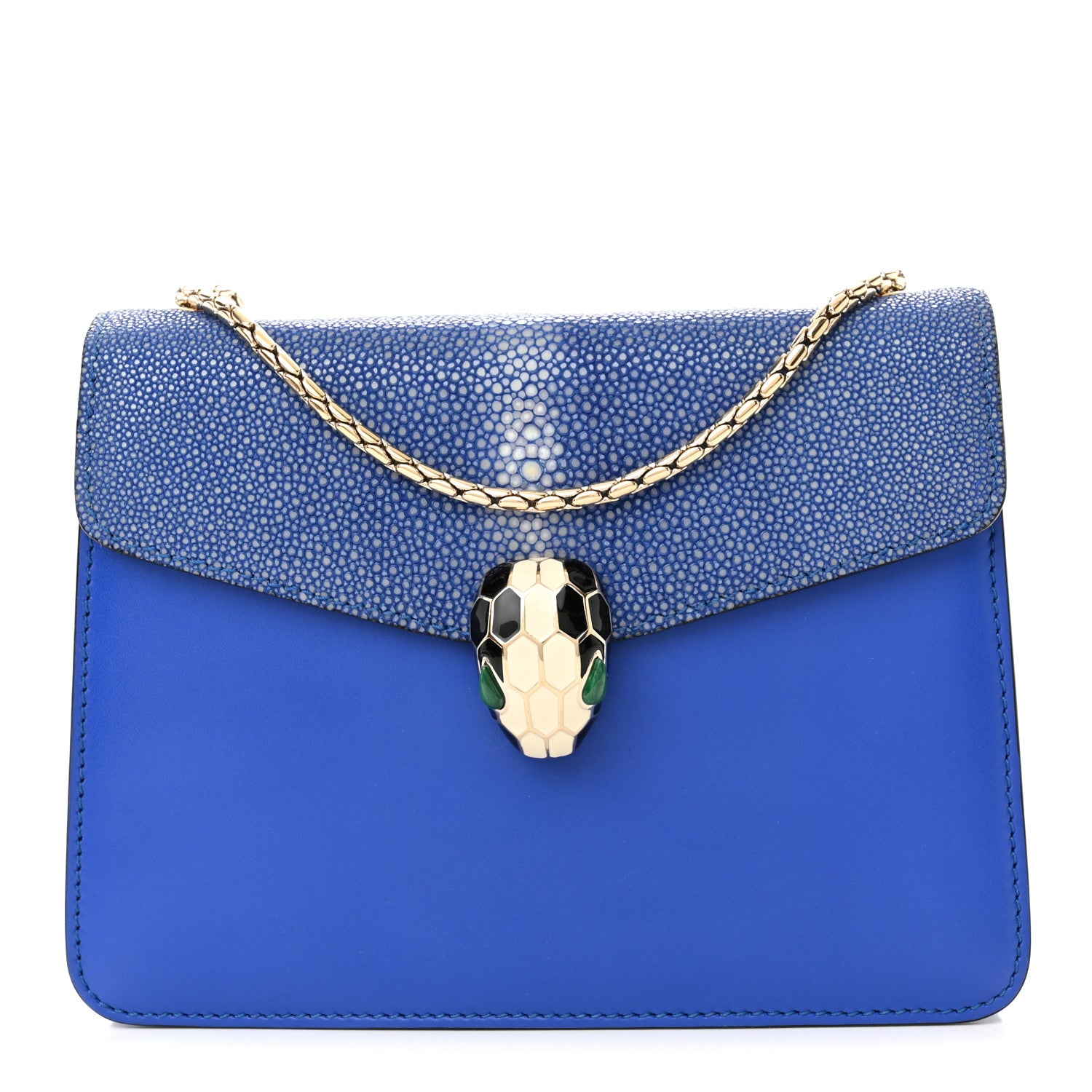 Bulgari Galuchat Calfskin Serpenti Forever Crossbody Bag Blue 1 of 10