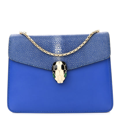 Bulgari Galuchat Calfskin Serpenti Forever Crossbody Bag Blue 1 of 10