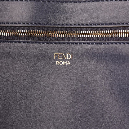 Fendi X FILA Glazed Fabric FF 1974 Mania Shopping Tote Bag Mogano Panna Blueberry 7 of 10