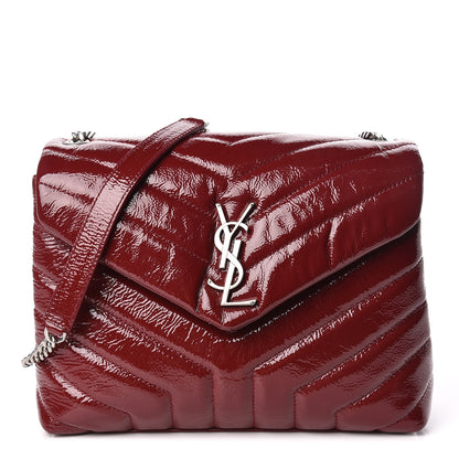 Saint Laurent Patent Y Quilted Monogram Small Loulou Chain Satchel Palissandre 1 of 12