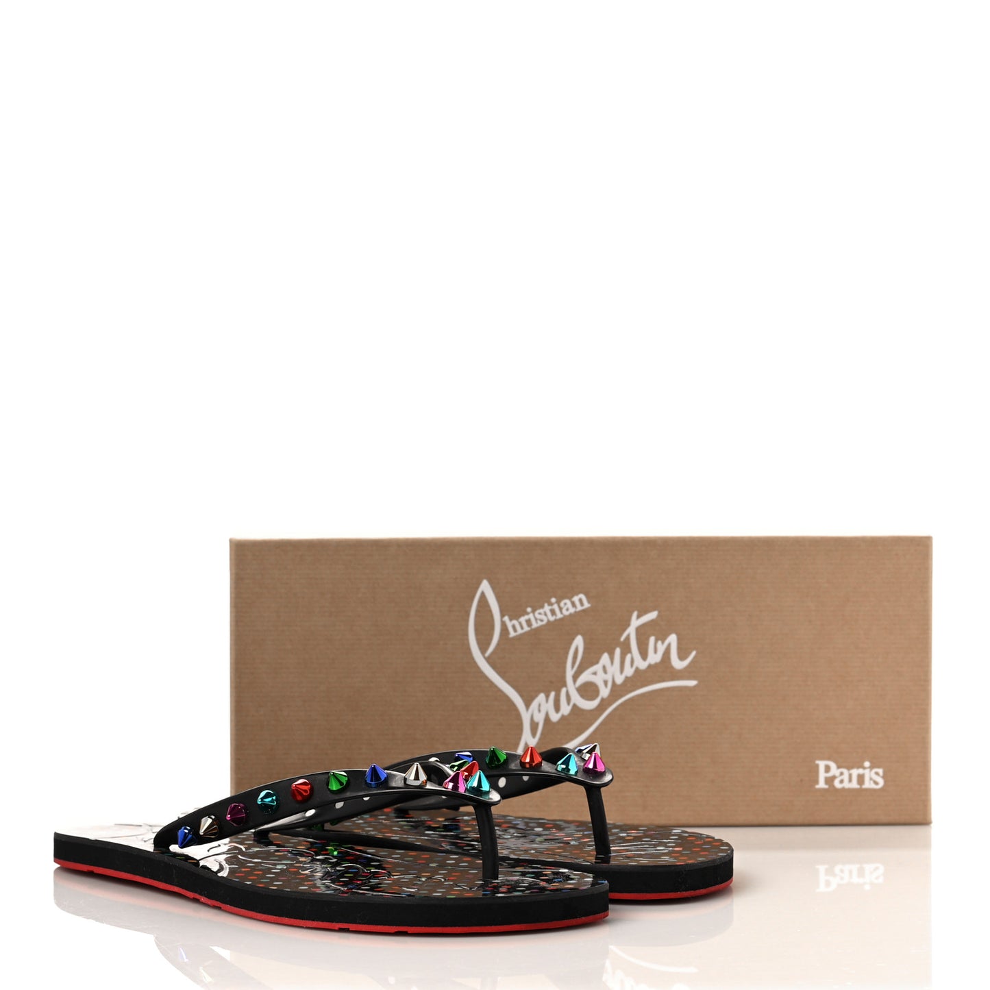 Rubber Spike Loubi Donna Flip Flop 40 Black Multicolor