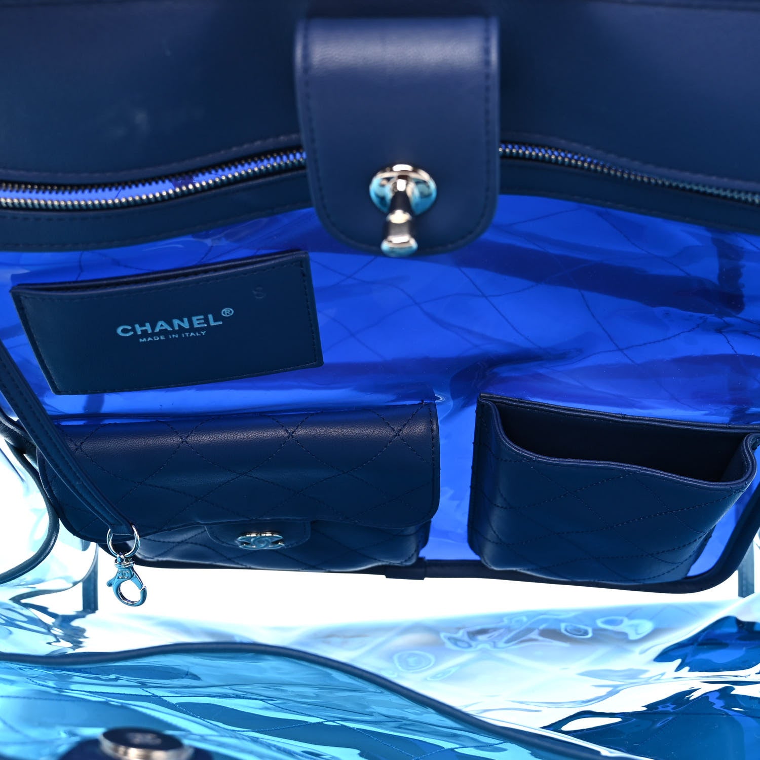 Chanel Lambskin PVC Quilted Large Coco Splash Shopping Bag Blue Dark Blue 11 of 11