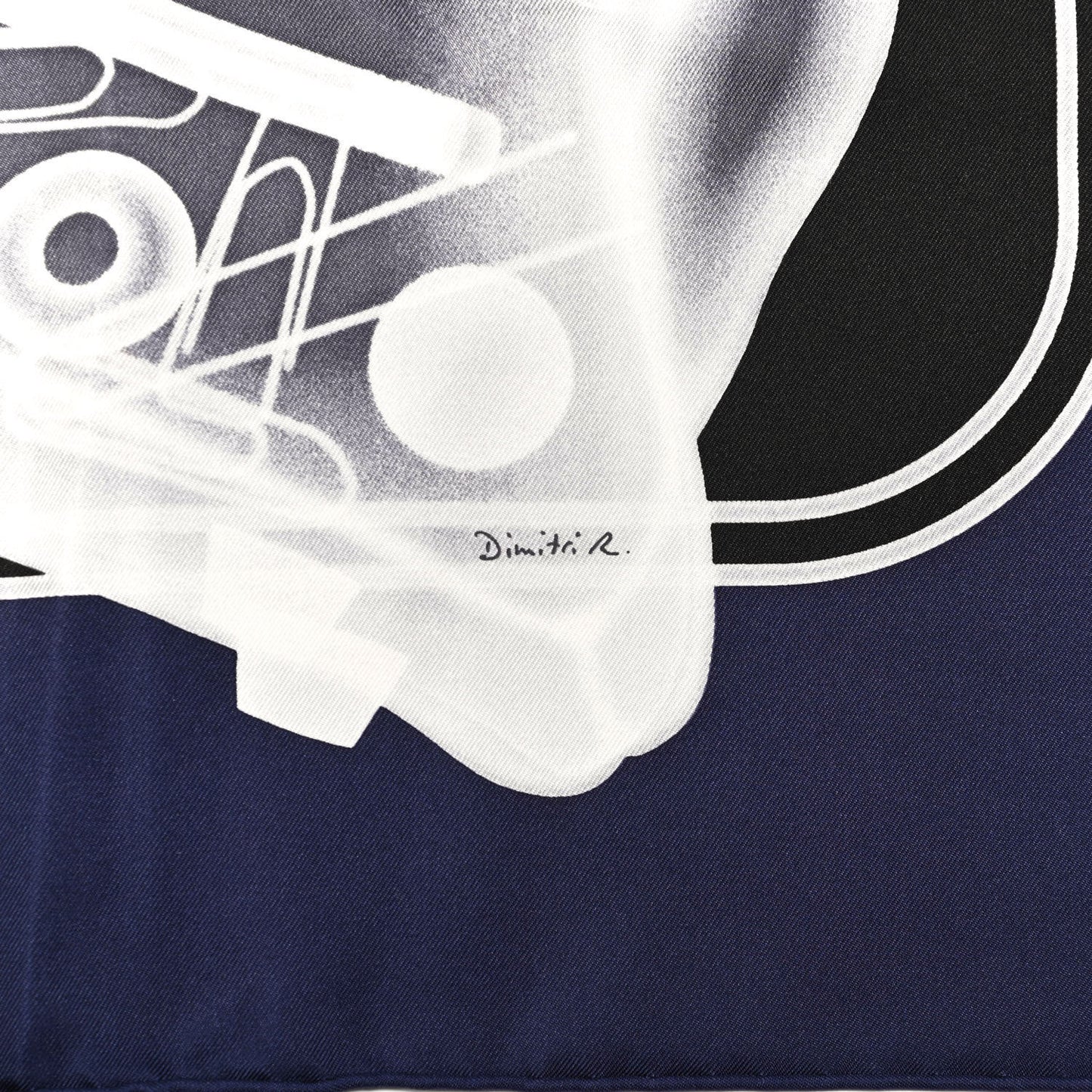 Silk Please Check In Scarf 90 Marine Black White