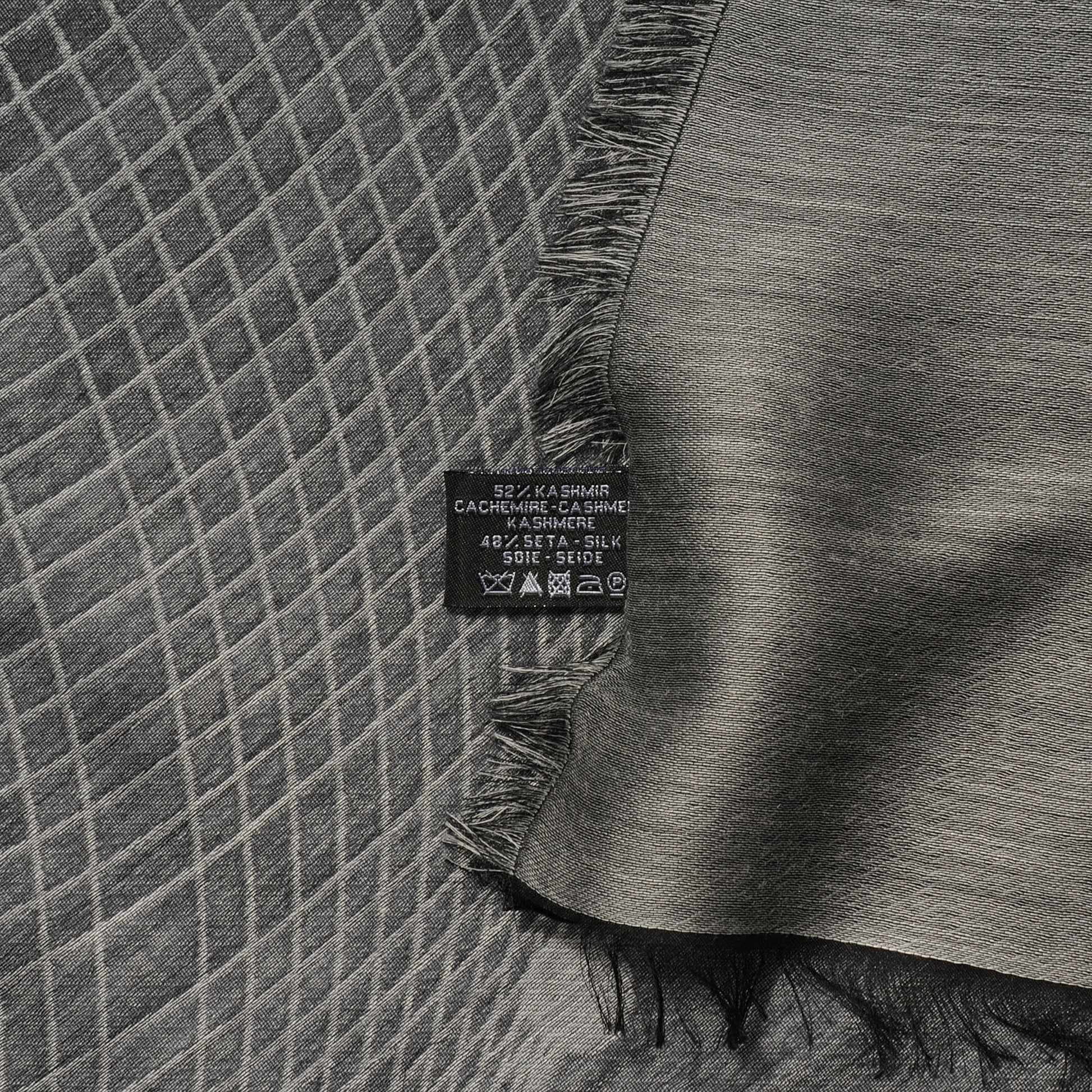 Chanel Cashmere Silk Spirograph Scarf Shawl Black White 5 of 5