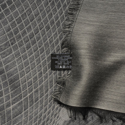 Chanel Cashmere Silk Spirograph Scarf Shawl Black White 5 of 5