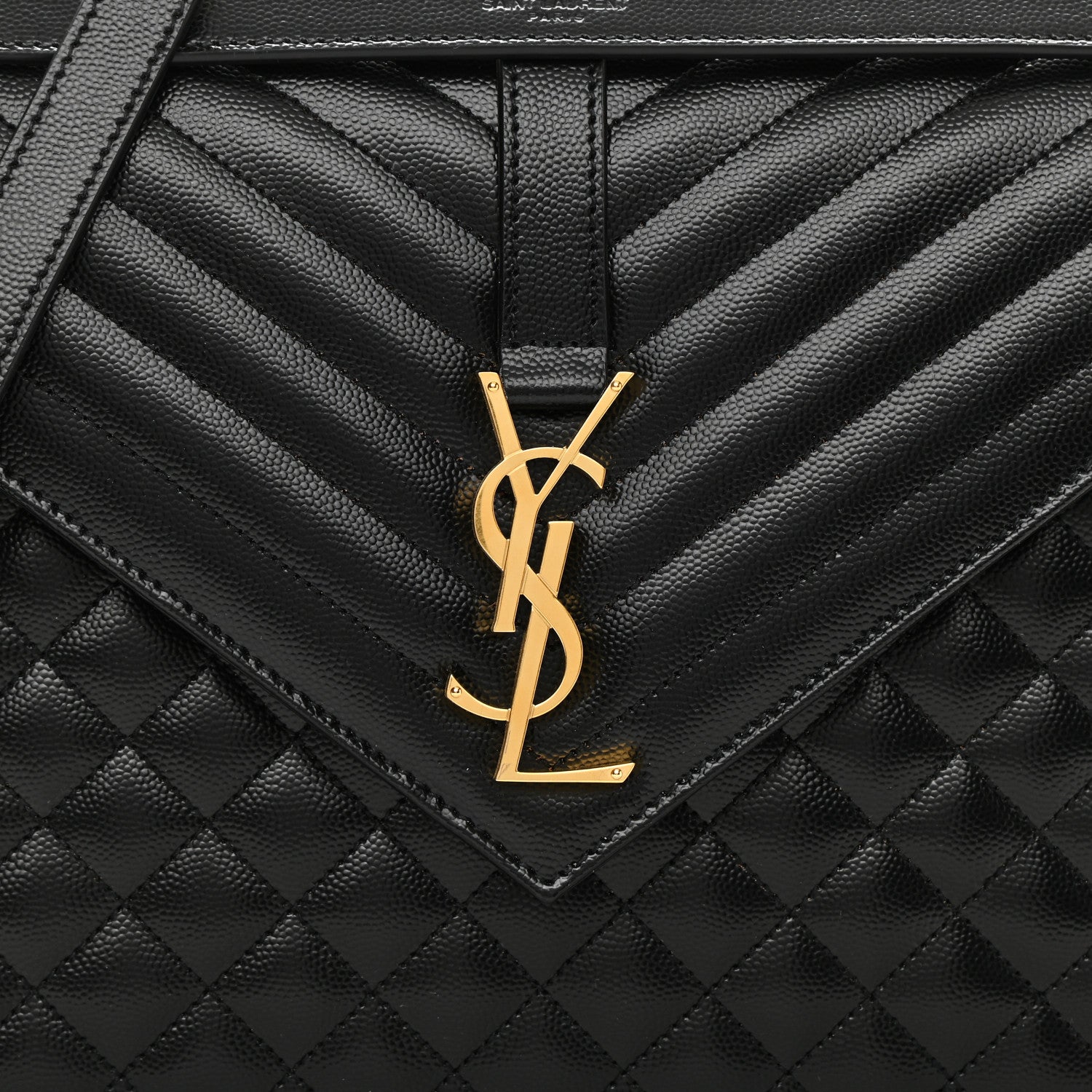 Saint Laurent Grain De Poudre Textured Mixed Matelasse Large Triquilt Monogram Satchel Black 9 of 12