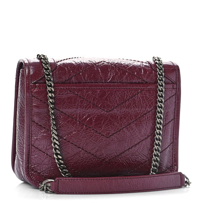 Saint Laurent Crinkled Calfskin Matelasse Monogram Niki Chain Wallet Dark Legion Red 3 of 8