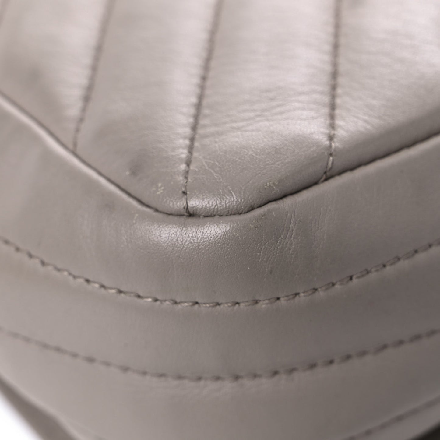 Calfskin Chevron Quilted Large Statement Flap Grey