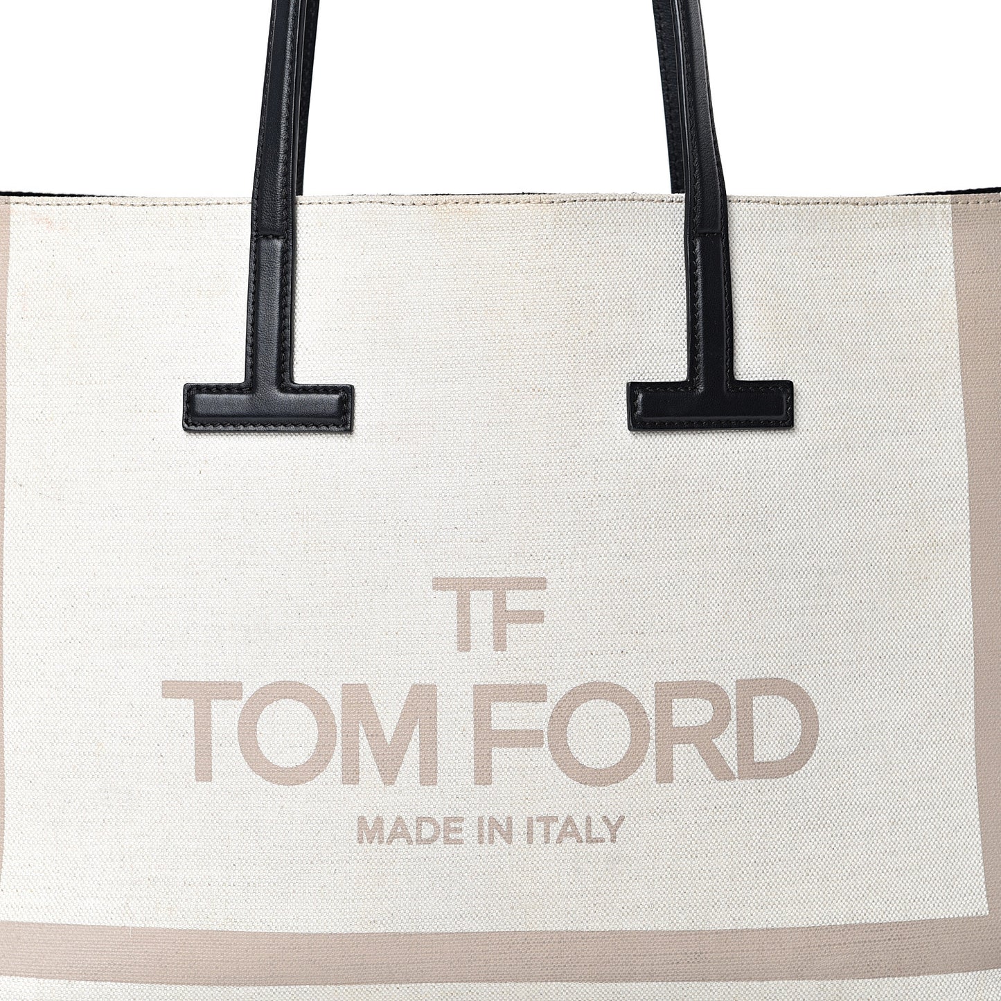 Canvas Calfskin T Tote Beige