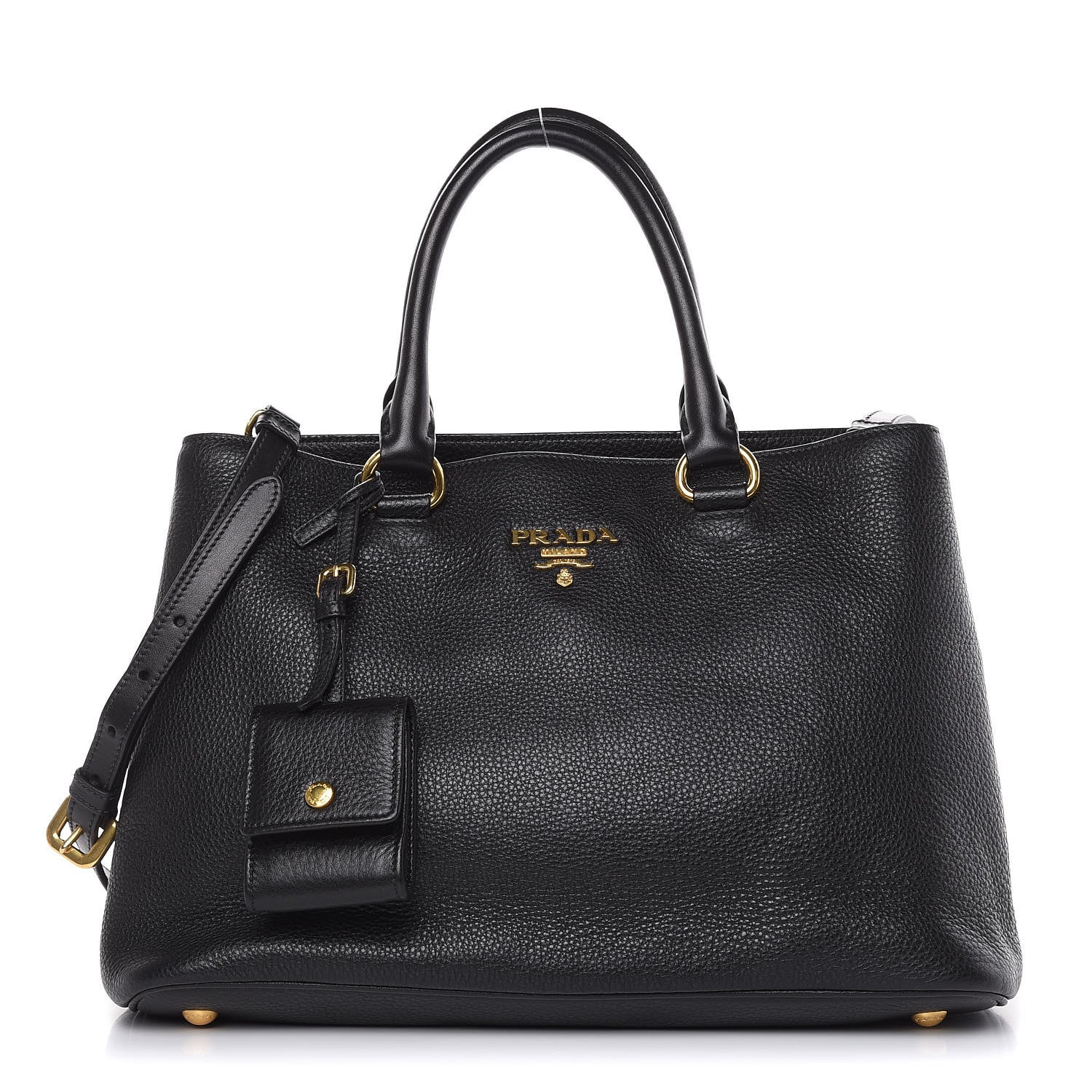 Prada Vitello Daino Top Handle Tote Black 1 of 10