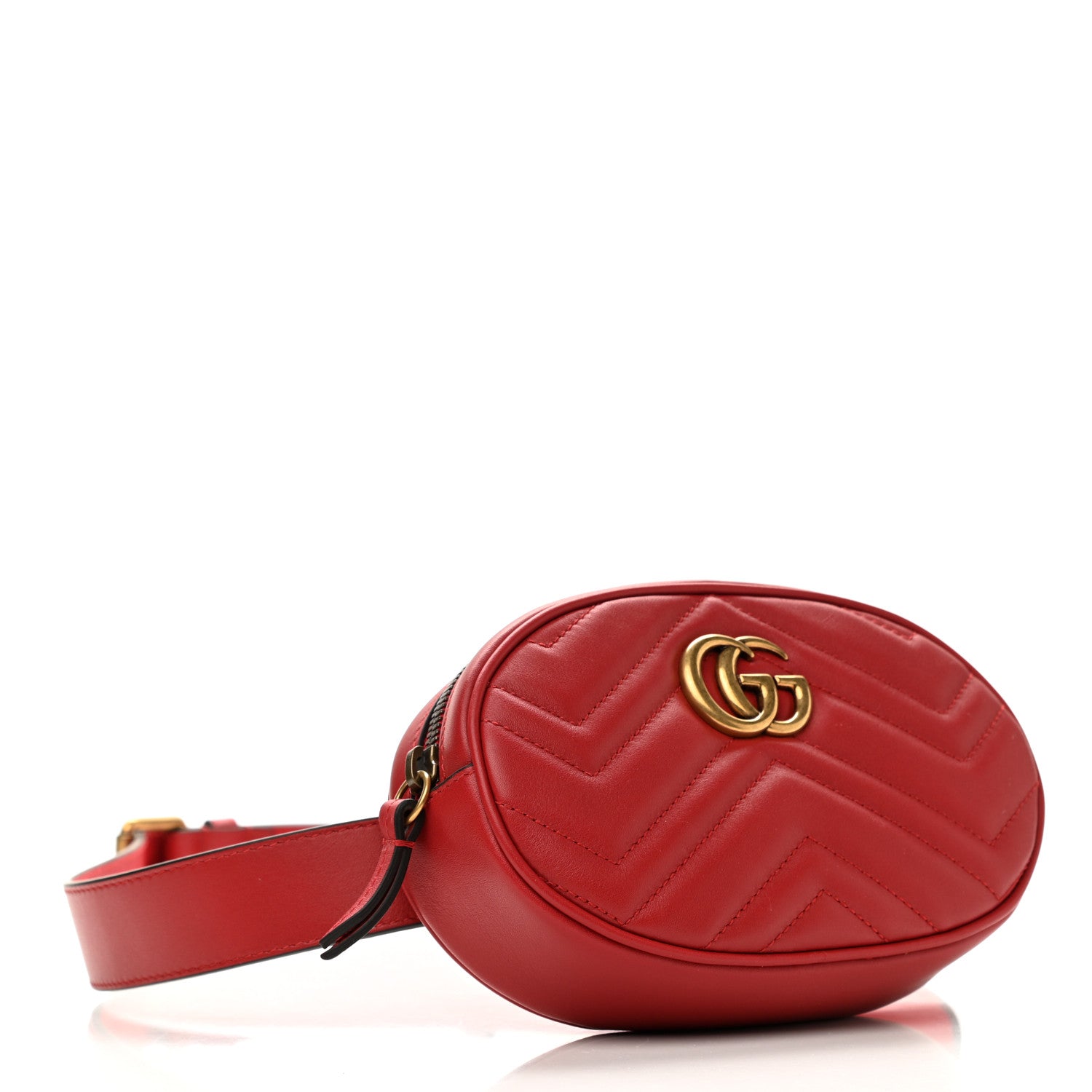 Gucci Calfskin Matelasse GG Marmont Belt Bag 85 34 Hibiscus Red 4 of 12