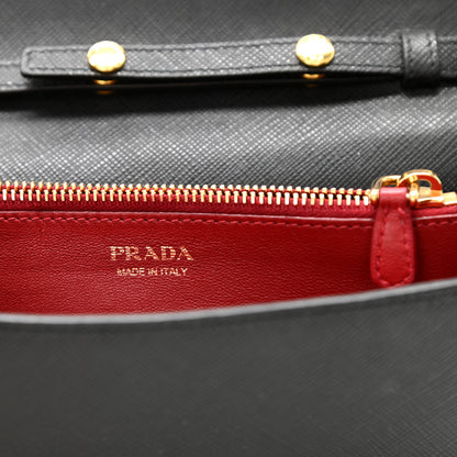 Prada Saffiano Chain Wallet Black 6 of 9