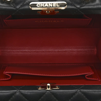 Chanel Lambskin Quilted Small CC Top Handle Box Bag Black 5 of 11