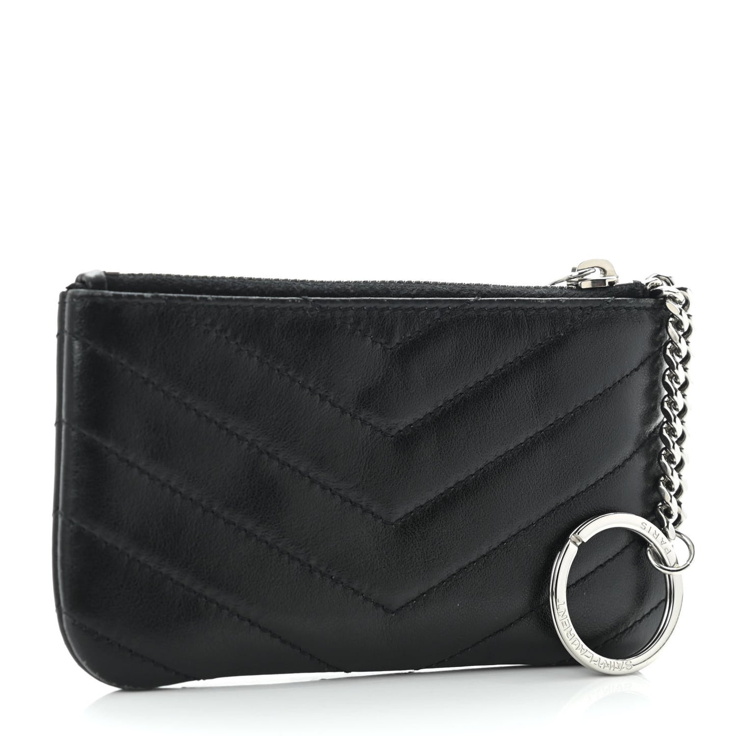 Calfskin Matelasse Monogram Key Pouch Black