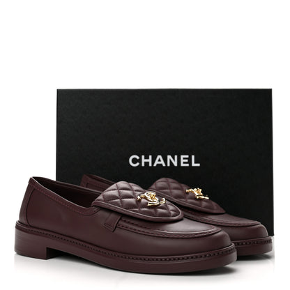 Chanel Lambskin Quilted CC Turnlock Loafers 40 Burgundy 10 of 10