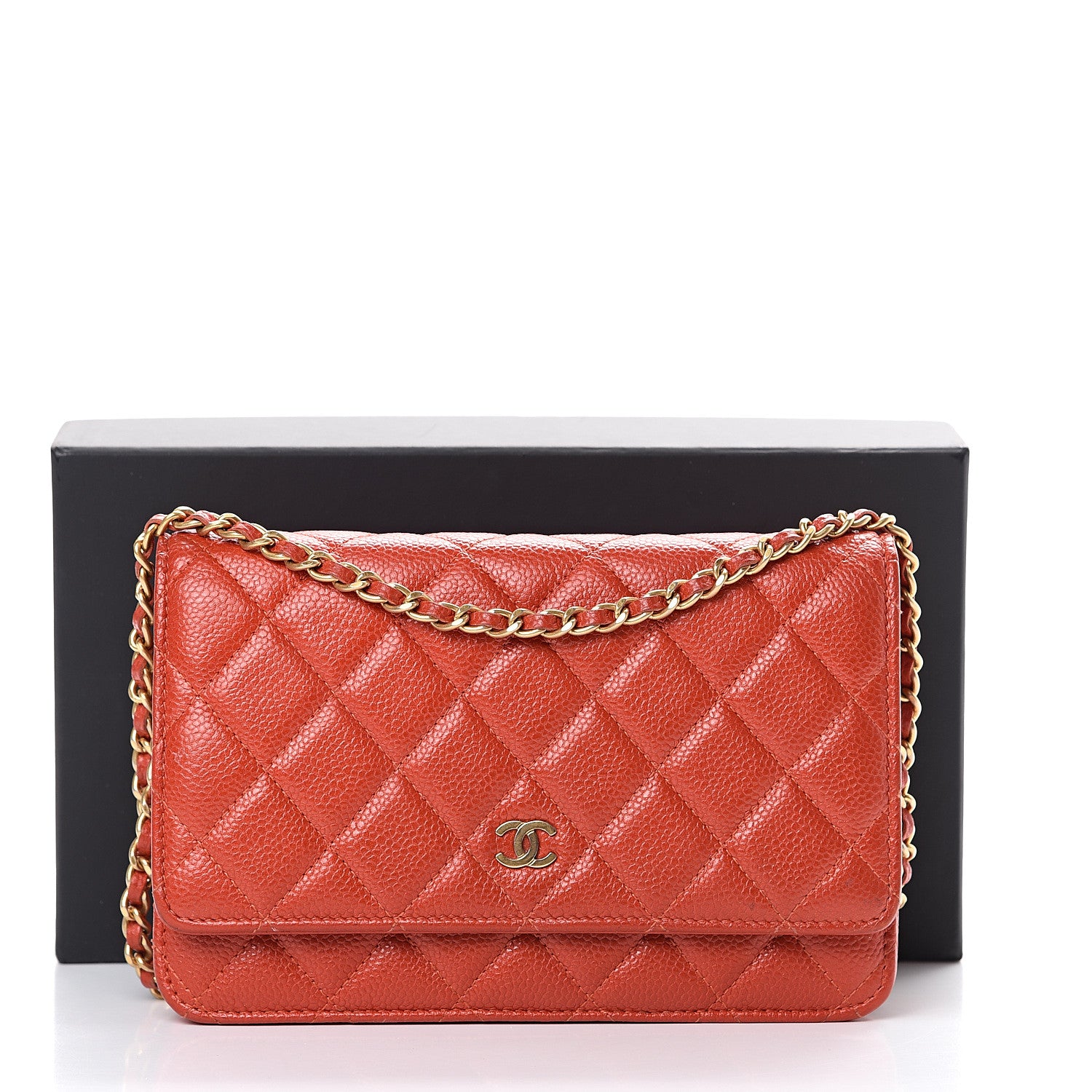 Chanel Caviar Quilted Wallet on Chain WOC Red 17 of 17