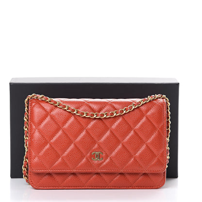 Chanel Caviar Quilted Wallet on Chain WOC Red 17 of 17