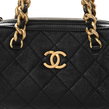 Chanel Shiny Lambskin Quilted Small Fashion Therapy Bowling Bag Black 8 of 11