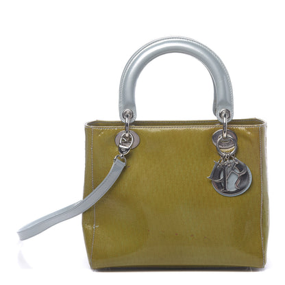 Christian Dior Patent Diorissimo Medium Bi-Color Lady Dior Green Blue 1 of 18