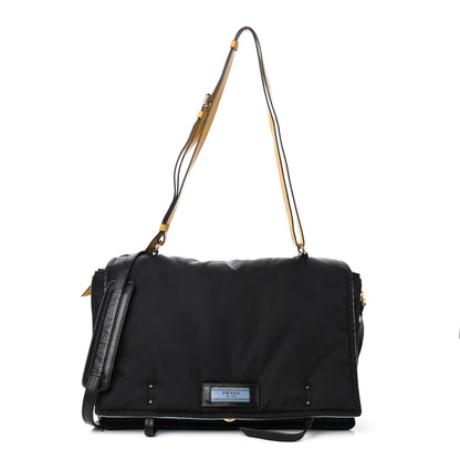Prada Tessuto Nylon Etiquette Flap Black Soleil 1 of 12