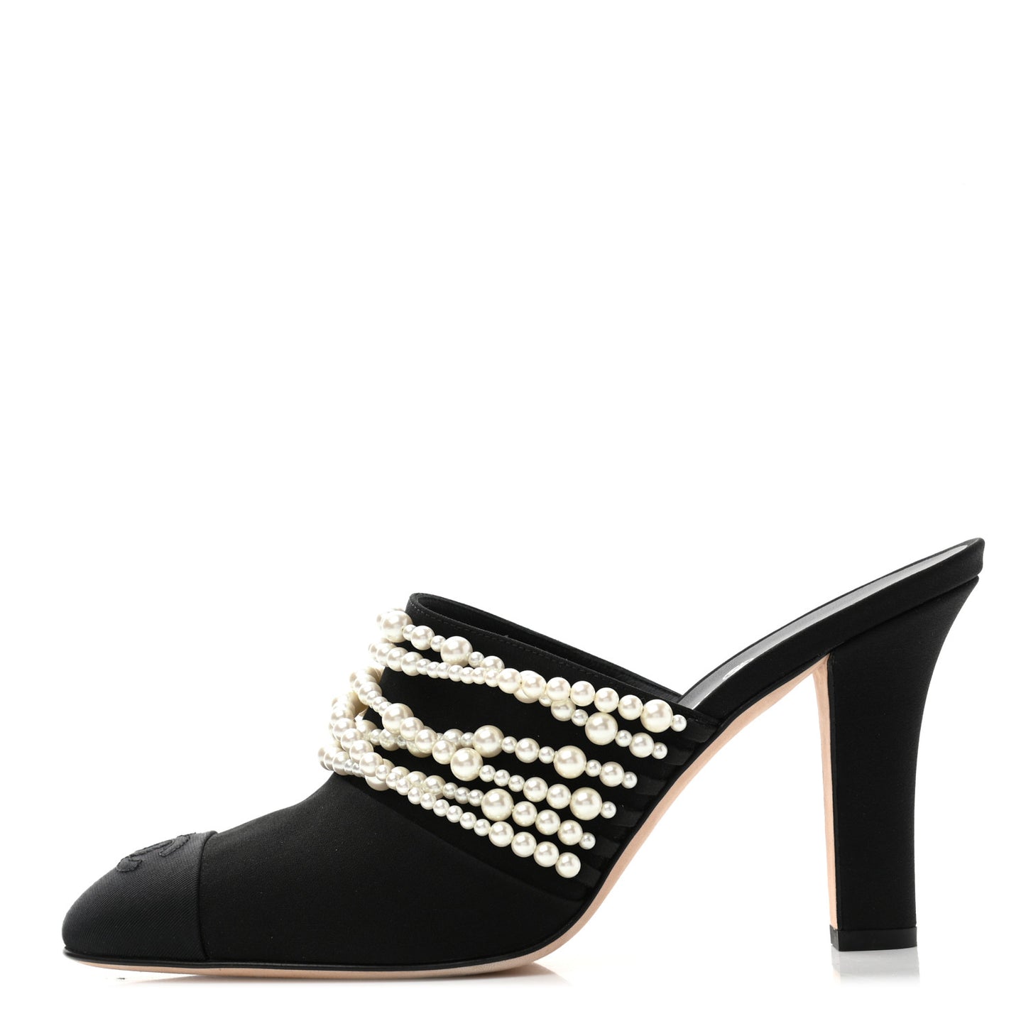Satin Cap Toe CC Pearl Mule 40 Black