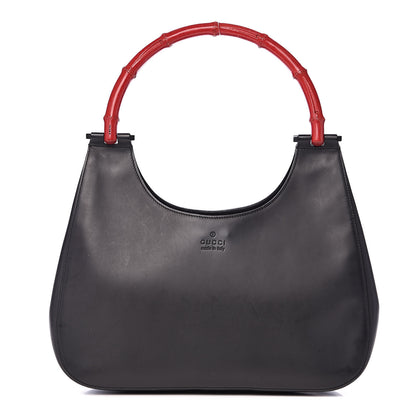 Gucci Smooth Calfskin Bamboo Handle Shoulder Bag Black 1 of 13