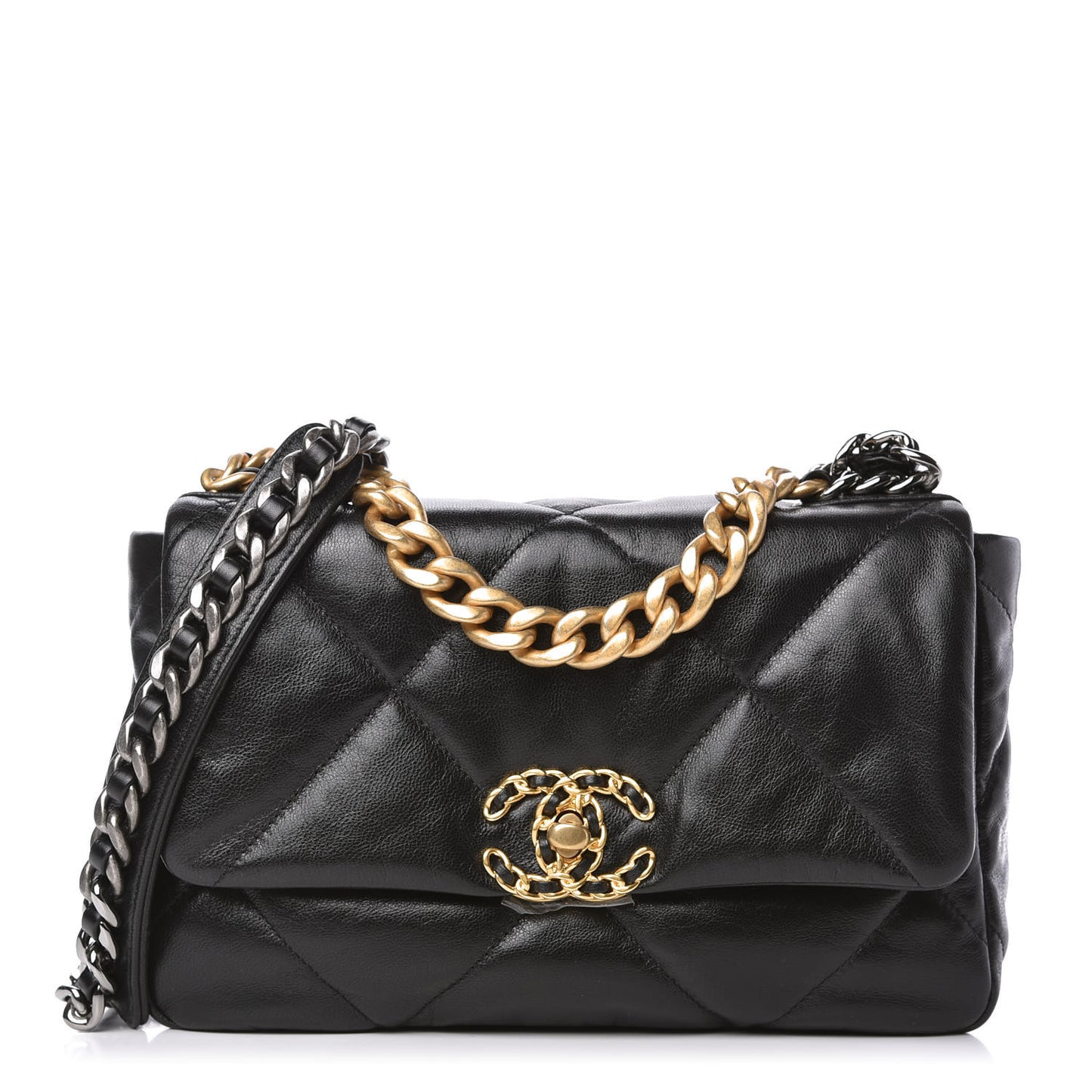 Goatskin Quilted Medium Chanel 19 Flap Black