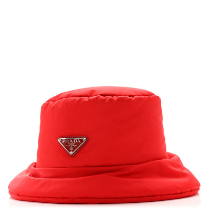 Prada Re-Nylon Metal Triangle Logo Mens Padded Bucket Hat M Rosso 1 of 10