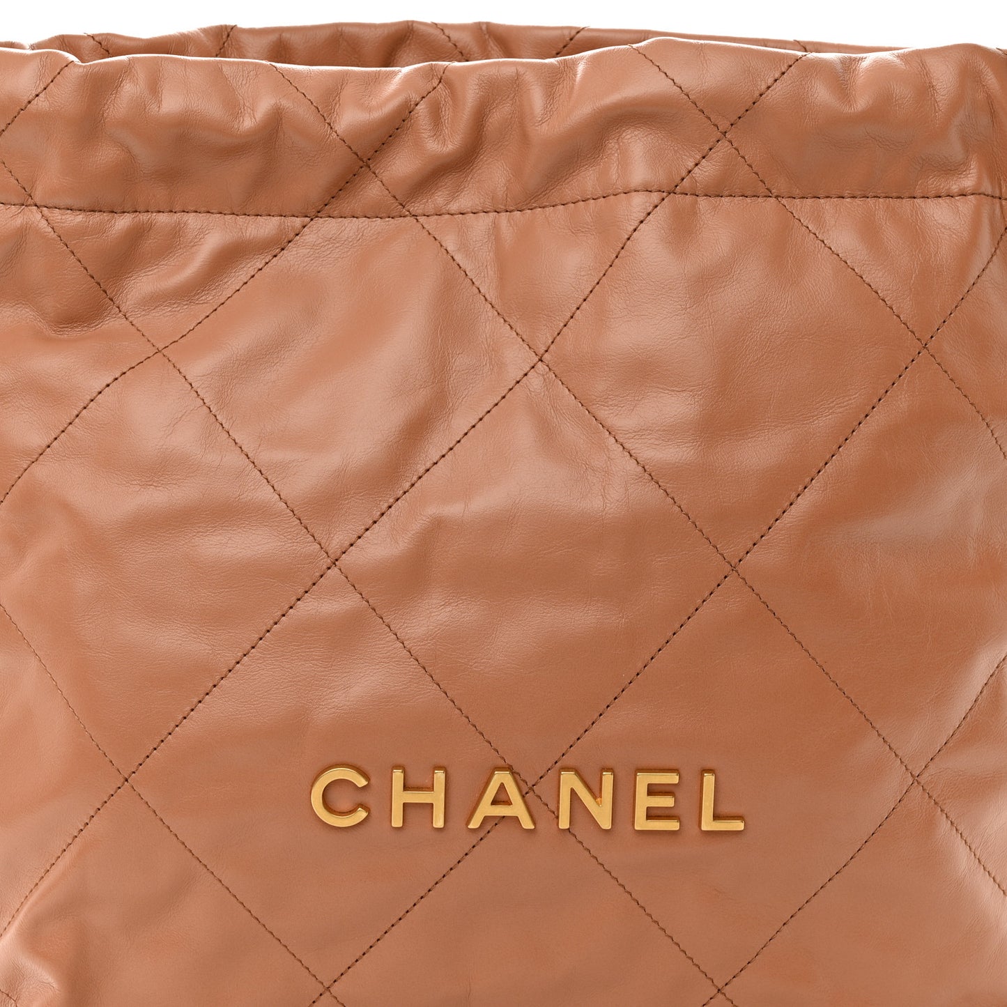 Shiny Calfskin Quilted Small Chanel 22 Camel