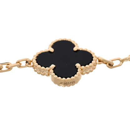 Van Cleef & Arpels 18K Yellow Gold Black Onyx 5 Motifs Vintage Alhambra Bracelet 4 of 5