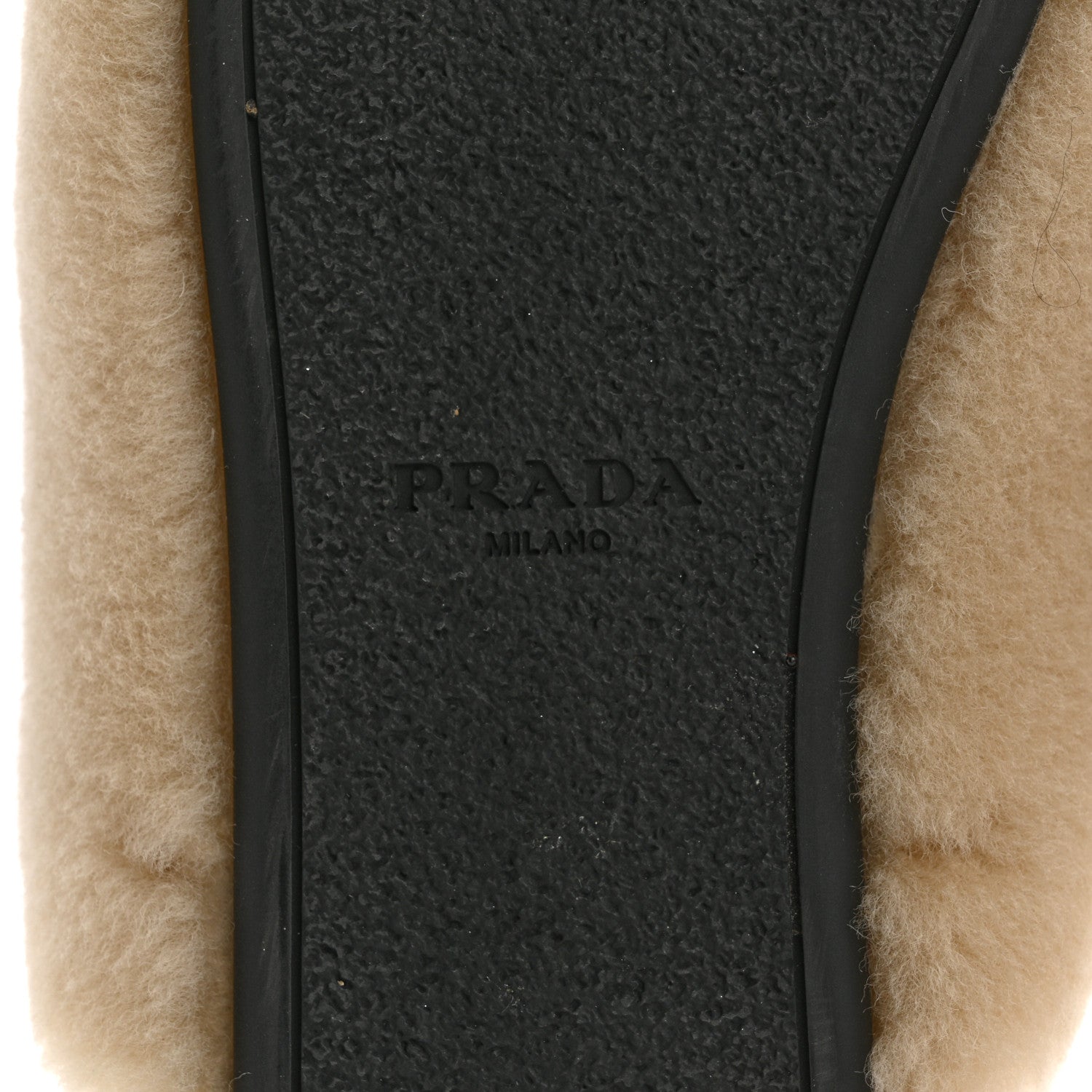 Prada Shearling Metal Triangle Logo Loafer Mules 37 Beige 8 of 9