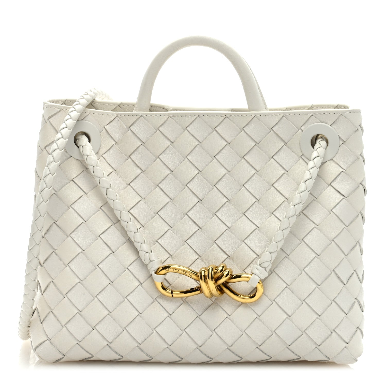 Bottega Veneta Nappa Intrecciato Small Andiamo Shoulder Bag White 1 of 8