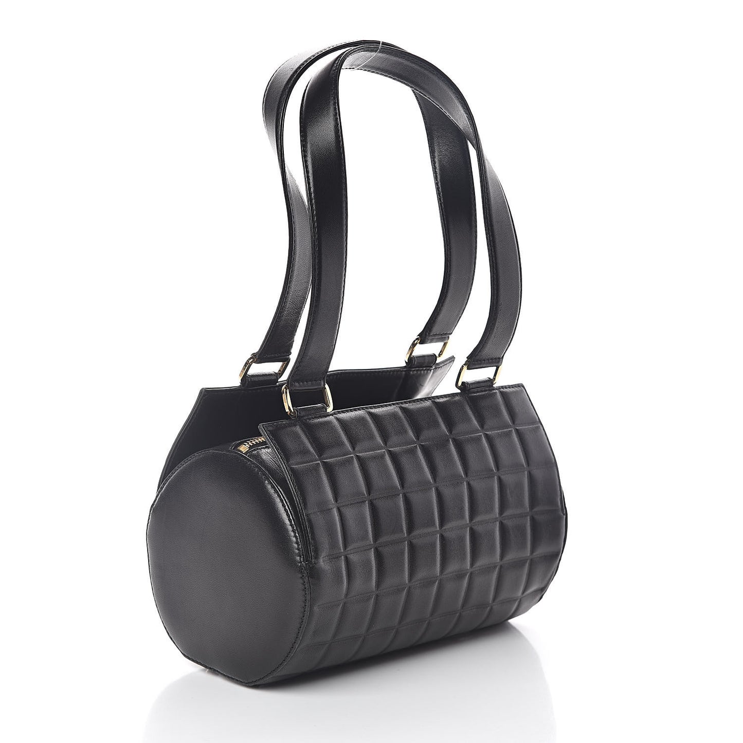 Lambskin Chocolate Bar Quilted CC Shoulder Bag Black