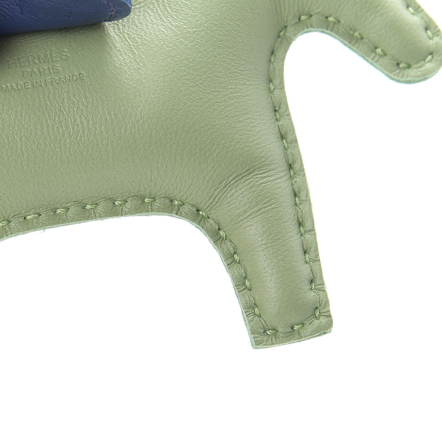 Hermes Milo Lambskin Grigri Rodeo Horse Bag Charm PM Vert Criquet Sesame Bleu de Malte 3 of 5