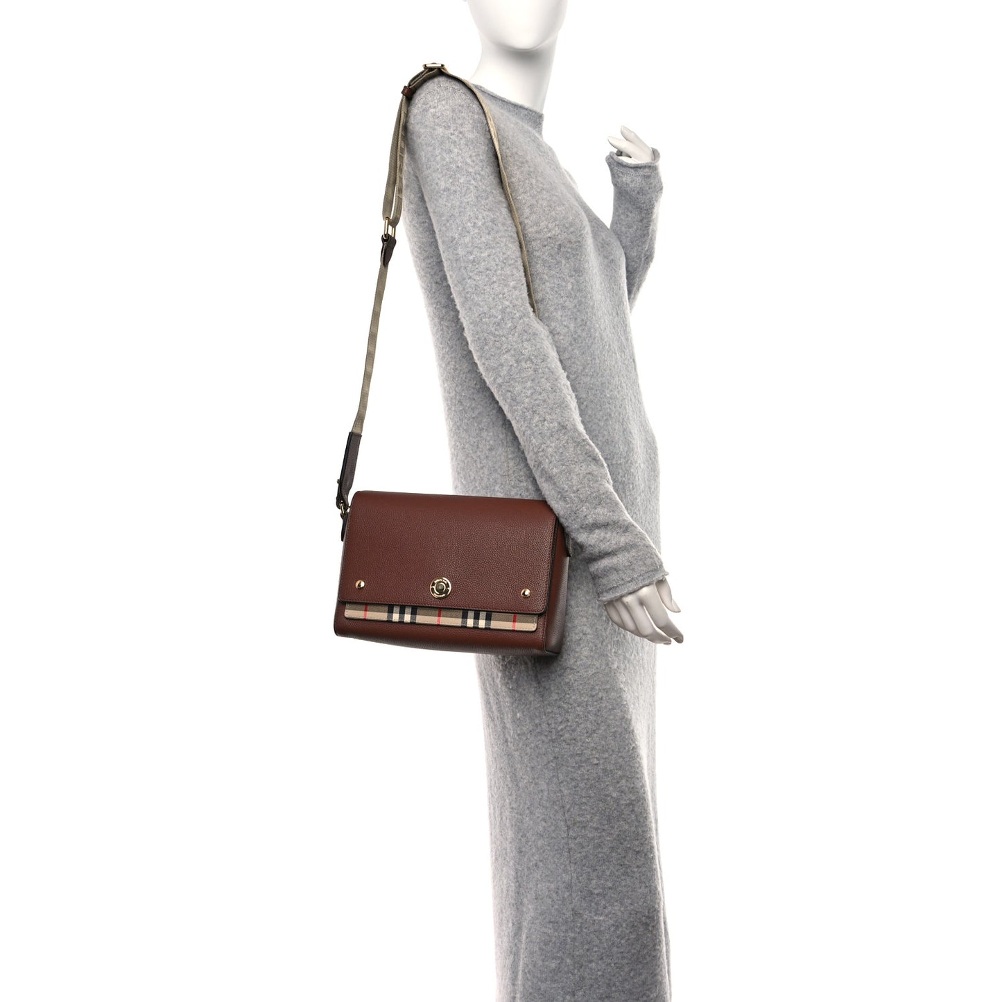 Calfskin Vintage Check Note Crossbody Bag Tan