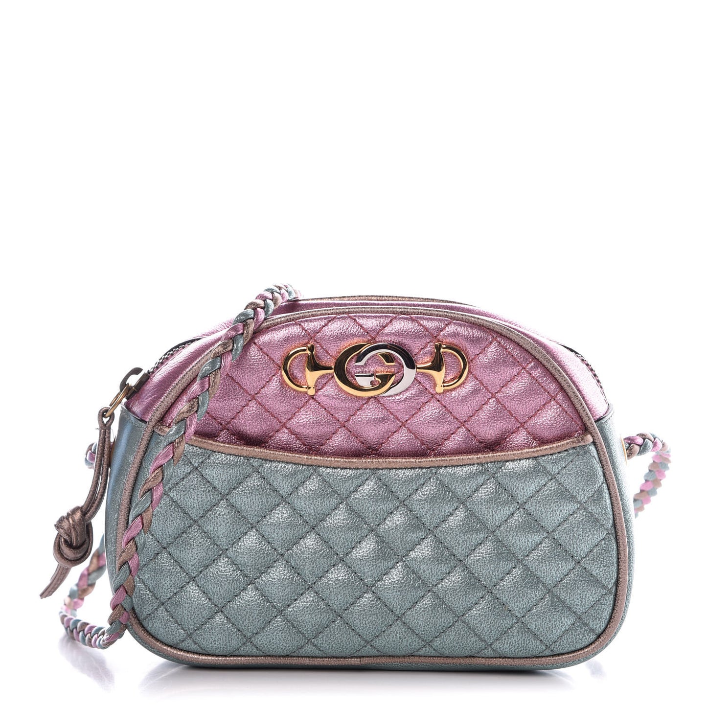Laminated Nappa Trapuntata Mini Zumi Dome Shoulder Bag Rosa Lago Rame