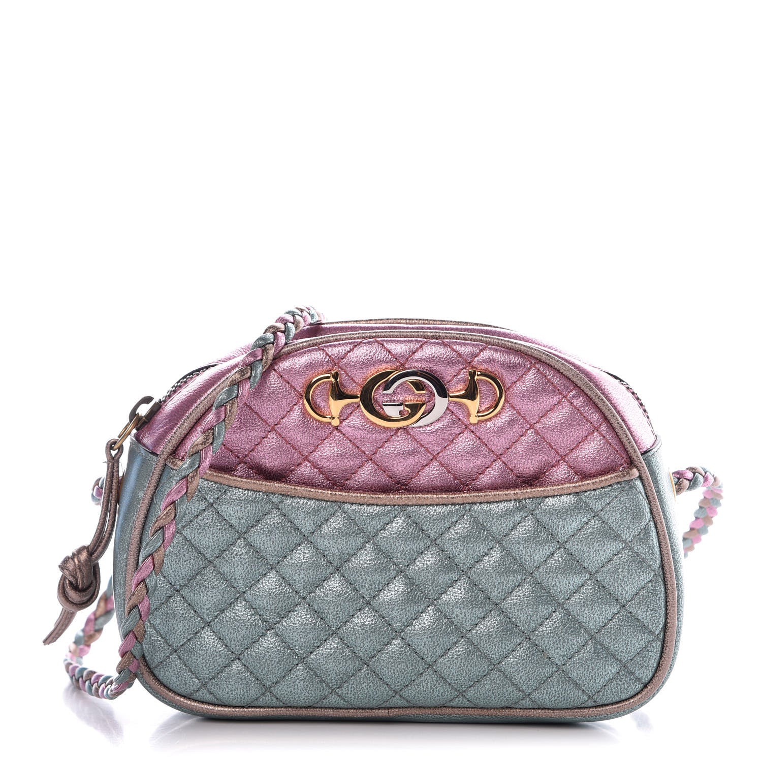 Gucci Laminated Nappa Trapuntata Mini Zumi Dome Shoulder Bag Rosa Lago Rame 1 of 8