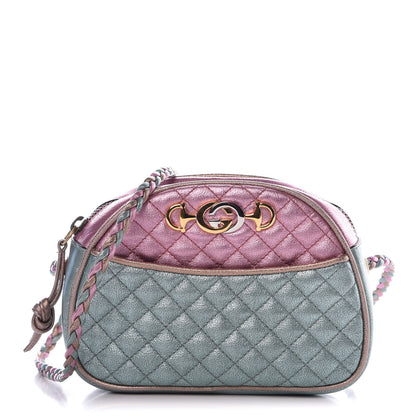 Gucci Laminated Nappa Trapuntata Mini Zumi Dome Shoulder Bag Rosa Lago Rame 1 of 8