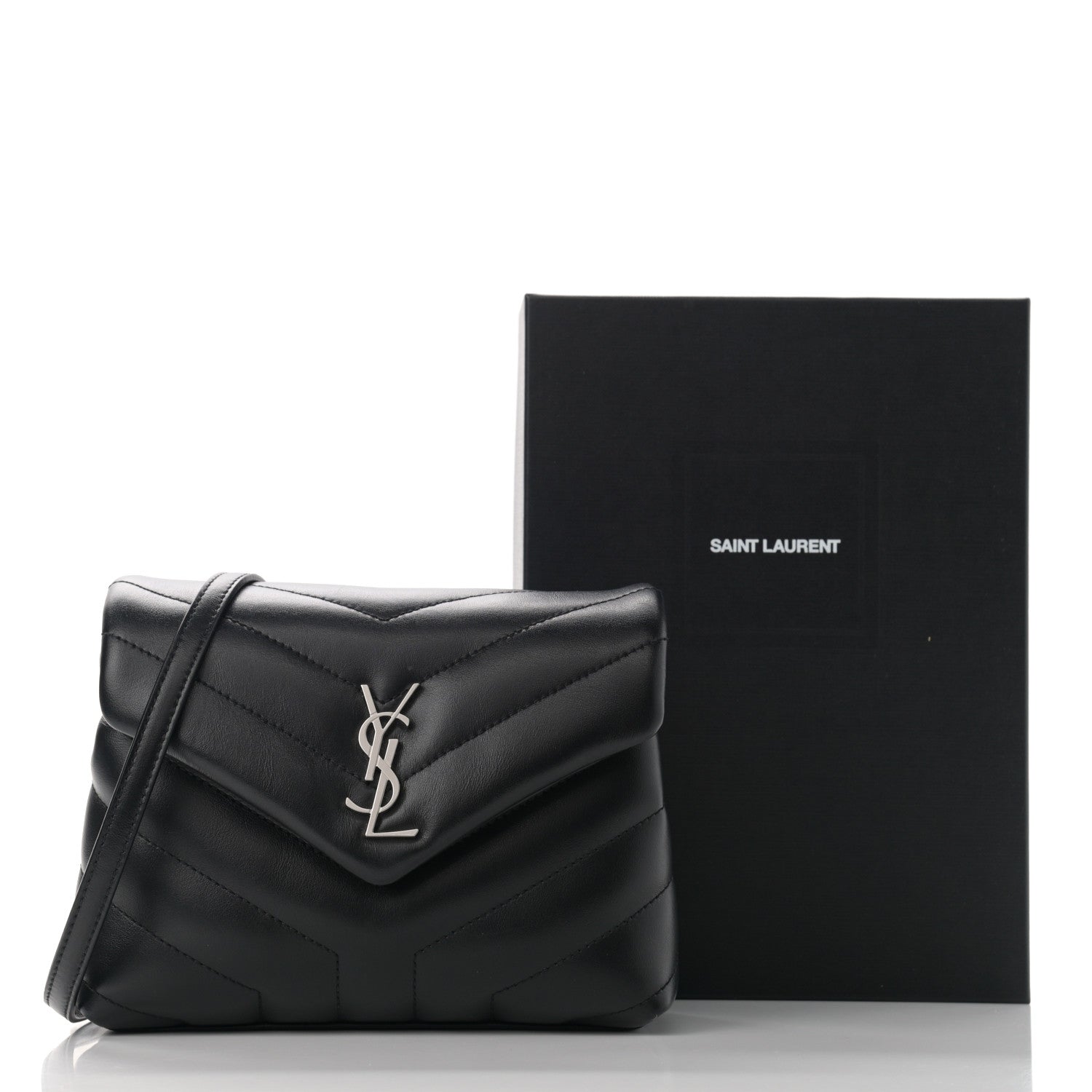 Saint Laurent Calfskin Y Quilted Monogram Toy Loulou Crossbody Bag Black 12 of 12